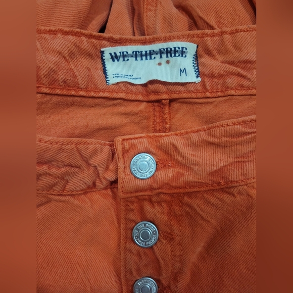 Free People We The Free Denim Dreamweaver Tiered Maxi Skirt Fire Orange - Picture 6 of 7